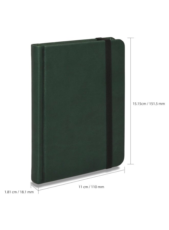 FIS® Hard Cover Notebook, Italian PU Materials, A6 Size(105x148mm),240 Pages, Single Line Ruling, Round Corners with Elastic Band Closure,70gsm Italian Ivory Paper,1 Piece,Green Cover Color-FSNBSL1603 - Image 4